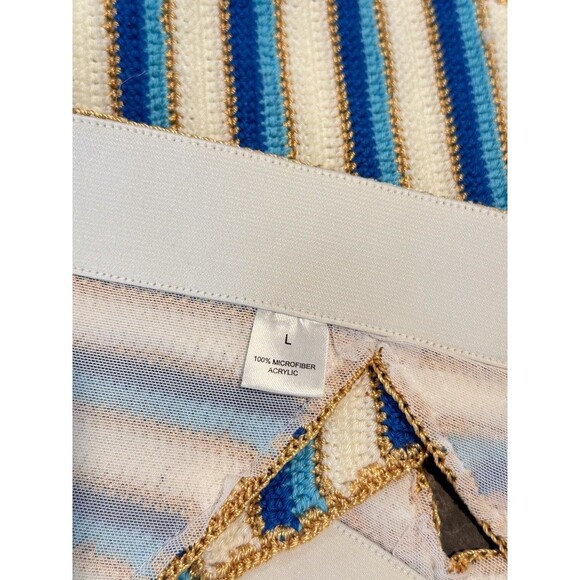 My Beachy Side Emily In Paris Bikini Bottom Blue Stripe Crochet High Leg Large - Picture 9 of 10